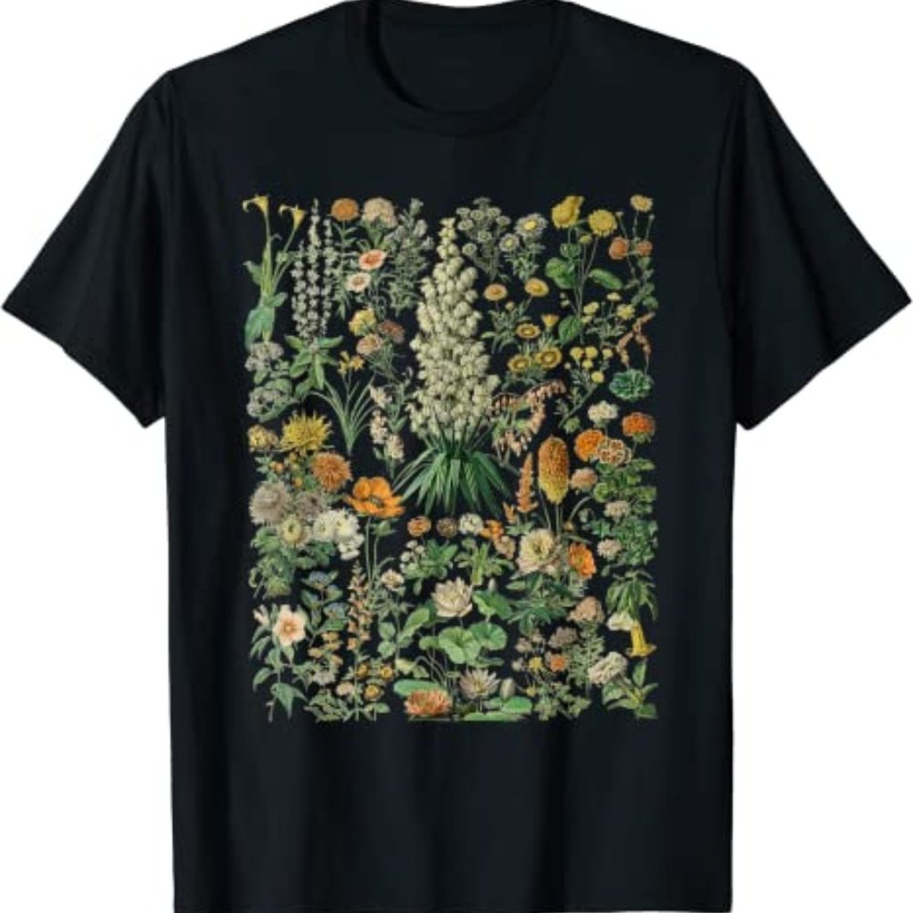 Vintage Inspired Flower Botanical Chart T-Shirt